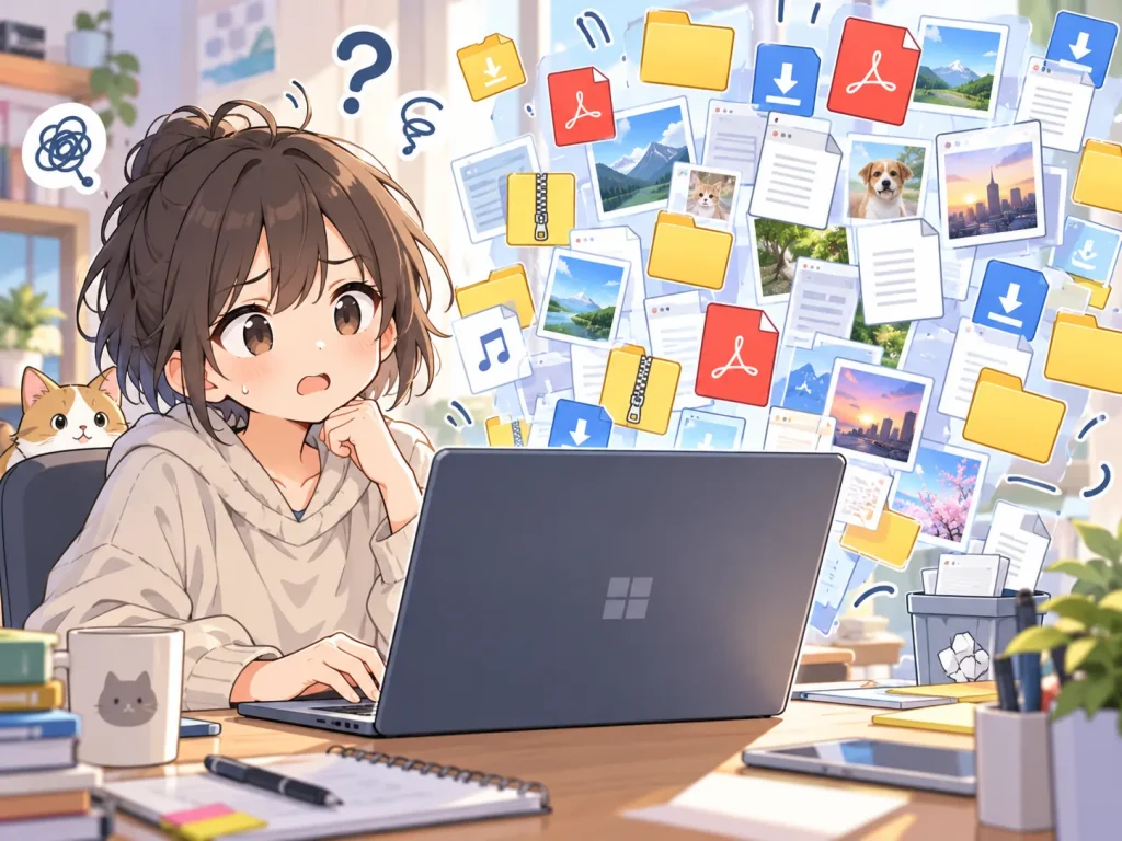 デジタルファイルに埋もれる少女